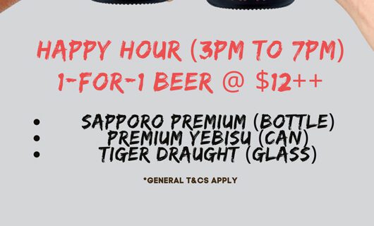 Happy Hour 1-for-1 beer promotion
